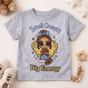 Gray 'Small Queen Big Energy' Kids T-Shirt